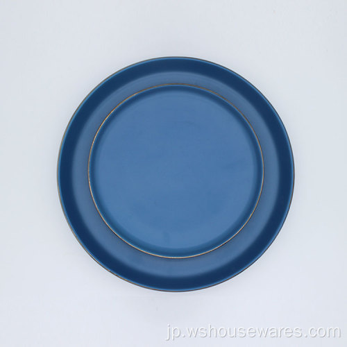高品質の16個のStoneware Blue Color Gold
